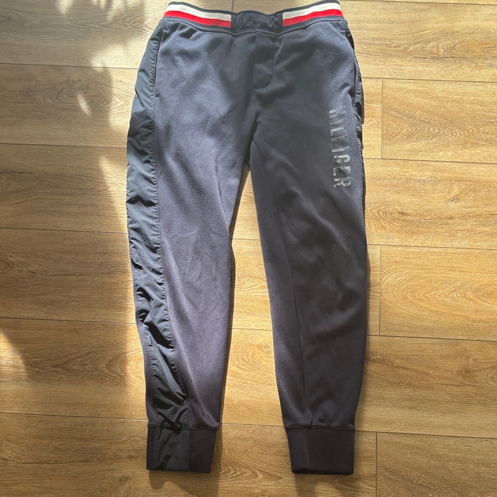 Tommy Hilfiger Navy Joggers with Red Stripe